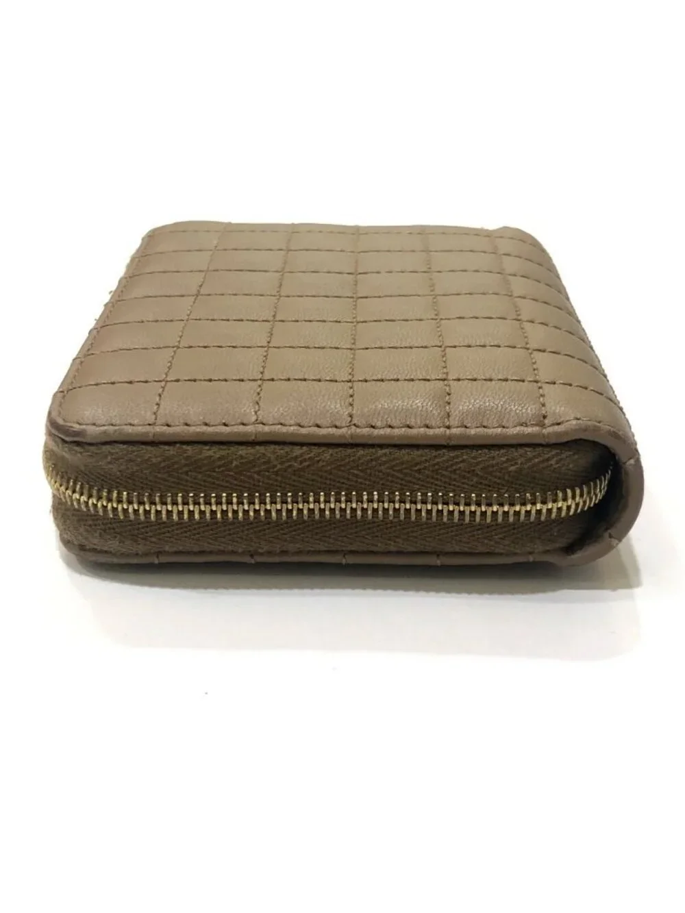 Celine Coin Case C Charm Compact Zip Wallet Leather Khaki Brown